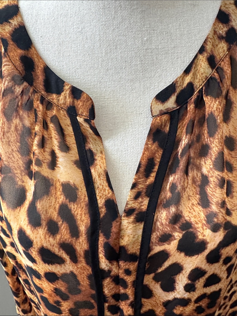 Liz Claiborne Leopard Print Sheer Blouse in Brown and Black - Picture 3 of 10